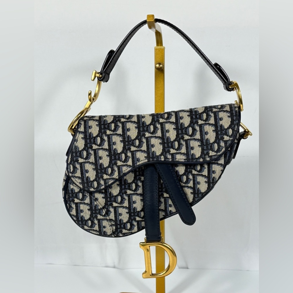 Dior Blue Oblique Mini Saddle Bag